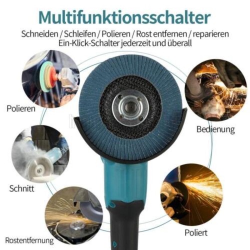 2-IN-1 Akku Werkzeug Kombi 18V Akku Schlagschrauber + Winkelschleifer für Makita - Bild 6 von 12