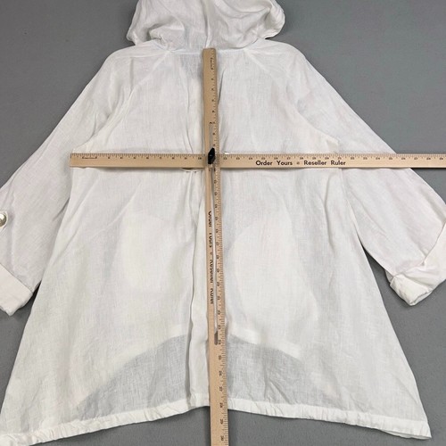 Sigrid Olsen Jacket Womens Large White Coastal Resort Preppy Minimal 100% Linen - Picture 9 of 16
