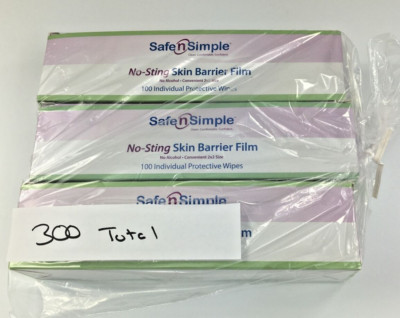 Safe N Simple No-Sting Skin Barrier Wipe Sterile 100 per Box SNS80744 *see note