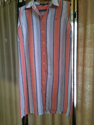 Tommy Hilfiger Linen/ Cotton Oxford Striped Shirt Dress Size 6 | eBay