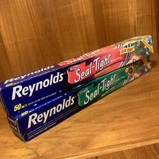2 NEW Vtg 2007 Reynolds Seal-Tight Plastic Cling Wrap Green & Rose Holiday Color