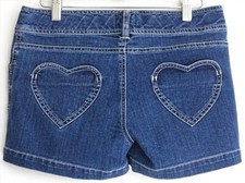 NWT Mini Boden hart pocket blue jeans shorts size 14Y