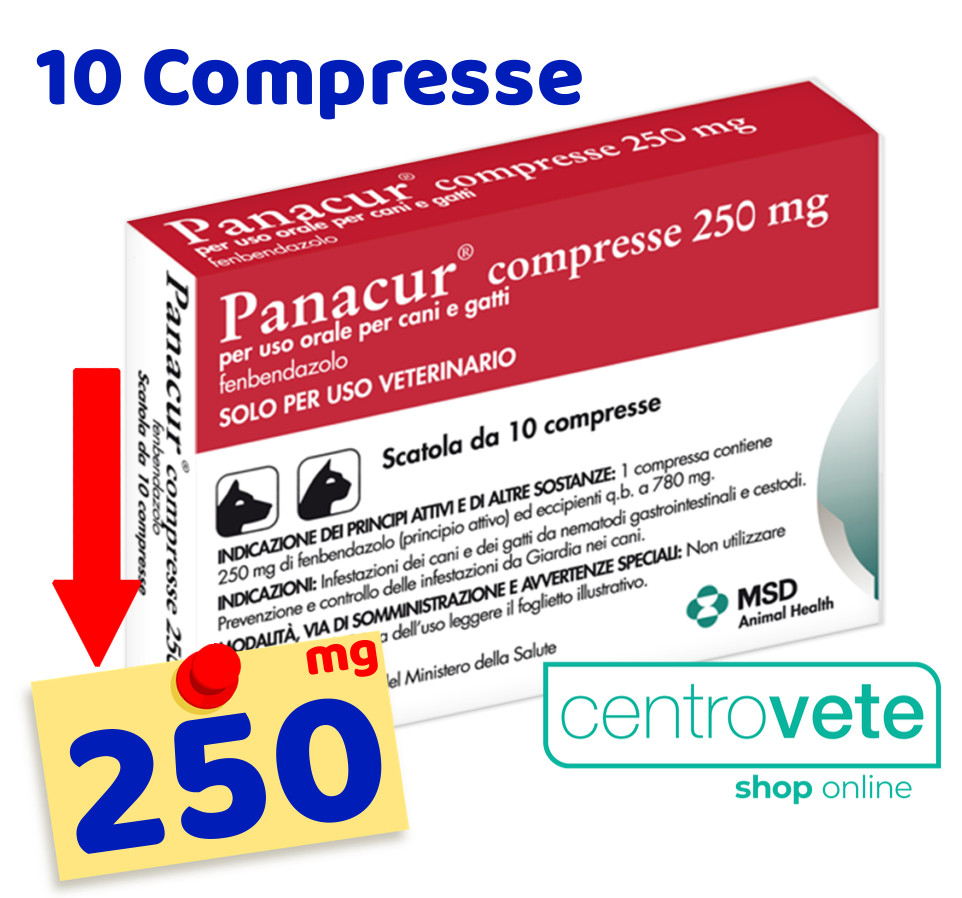 PANA-CUR 250 mg 10 Cpr Cani Gatti → Vermifugo antiparassitario Vermi Intestinali