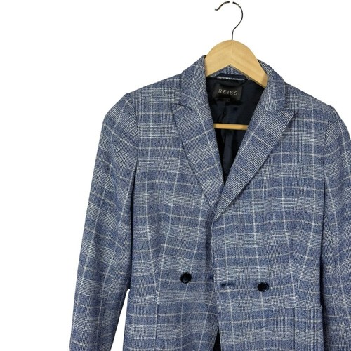 Reiss Women’s Jada Twill Plaid Blazer Jacket in Blue/White Size 6 - Picture 5 of 8