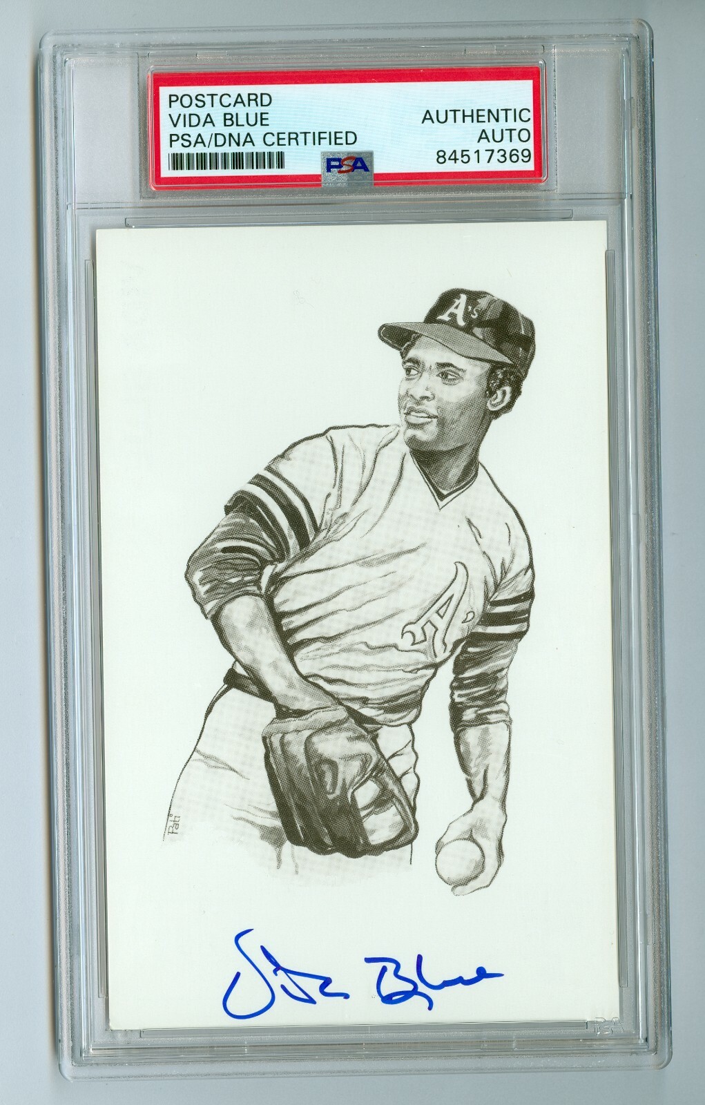 Vida Blue Autograph 1989 Ted Williams Thumper Inc Postcard PSA/DNA Encased
