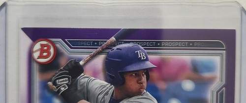 Heriberto Hernández 2021 Bowman Draft púrpura paralelo 165/250 Tampa Bay Rays  - Imagen 7 de 8