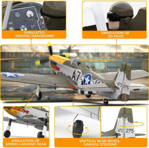 2.4G RC Plane VOLANTEX P51D Mustang 4CH Aerobatics RTF Brushless Motor Airplane - Picture 6 of 11