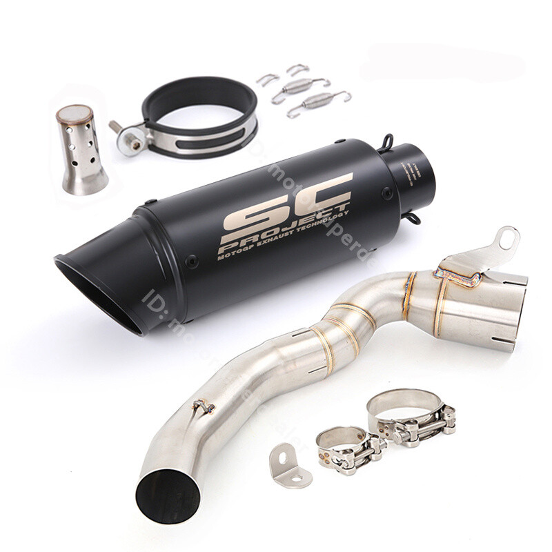 Black Muffler Exhaust Link Pipe Modified Slip for DUKE 200 2023