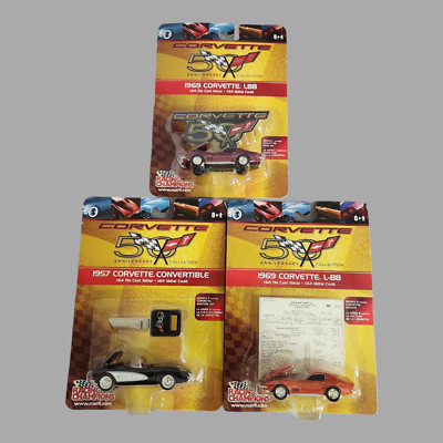 Lot of 3 NEW on Card ERTL Racing Champions Corvette 50th Anniversary Collection