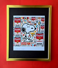 AIDAN FLUX | Hand Signed Print Framed Edition of 69 COA SNOOPY LIKES CAMPBELL'S