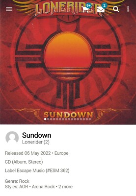 LoneRider (FM Overland) ~ Sundown  **1 of 1000** AOR CD 2022 Melodic Hard Rock