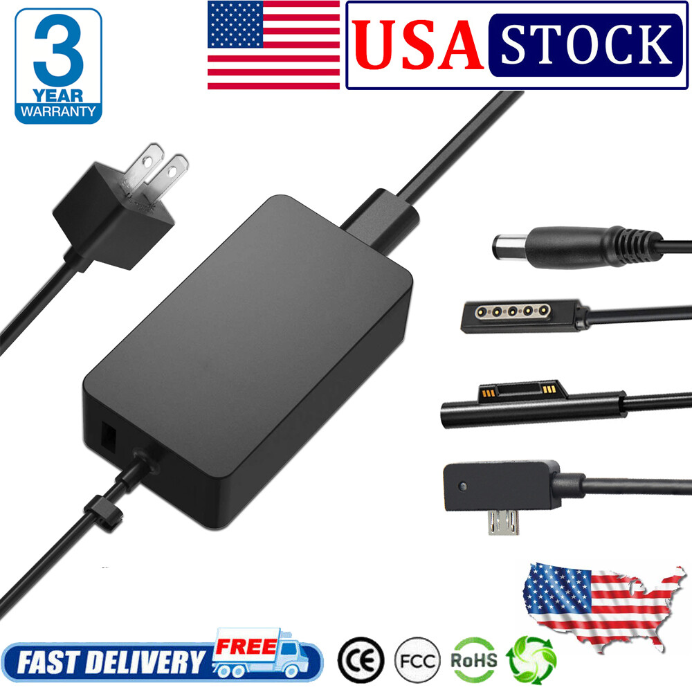 For Microsoft Surface Pro 2 3 4 5 6 7 Go 1 2 3 Laptop Book Power
