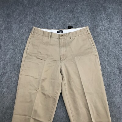Lands End Pants Mens Size 34 Long Traditional Fit Flat Front Tan