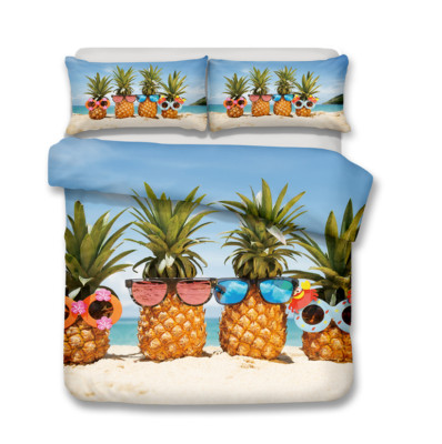 3D Pineapple Beach Glasses Quilt Cover Set Bedding Sets Pillowcases 64