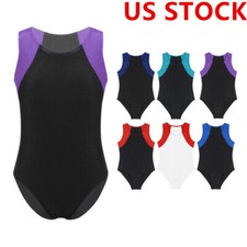 Kids Boys Gymnastics Leotard Sleeveless Contrast Color Round Neck Bodysuit