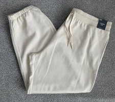 NEW M&S Mens Ecru Cotton Rich Oversized Cuffed Leg Joggers Size 2XL