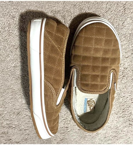 Vans Sherpa Slipper Shoes Women's Tan Comfort Quilted Lined Slip On Loafers, 9 - Picture 2 of 5