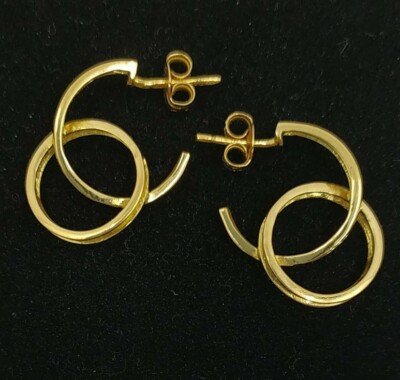 Ohrringe Gold 18K 750 Mls. Zwei Ringe Mit Zirkonien | eBay.de