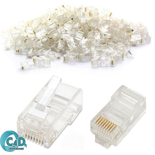 50x RJ45 Connectors Network CAT5e Cat6 Cable End Crimp Modular Plug GOLD Pins - Picture 7 of 11