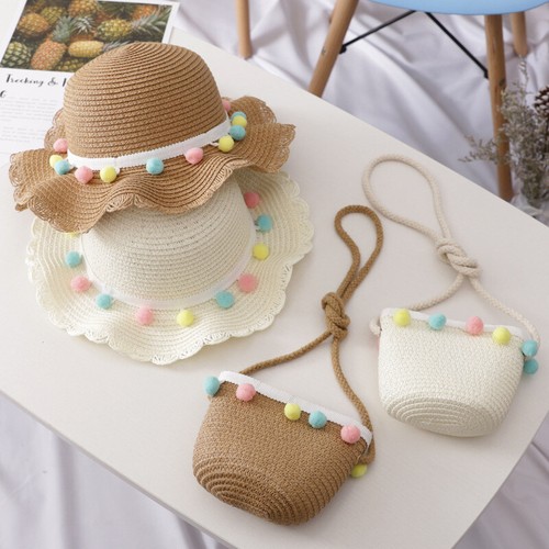 Baby Girl Hat Summer cute Beach flowers Straw Sun Cap /Sombrero Para Niñas Playa - Picture 8 of 14