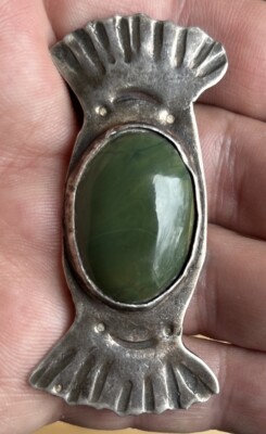 2.5  Antique Navajo Old Pawn Silver Early Native American Brooch Fred Harvey Era