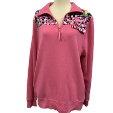 Simply Southern Pink pull over LOGO long sleeve 1/4 zip sweatshirt Sz Medium