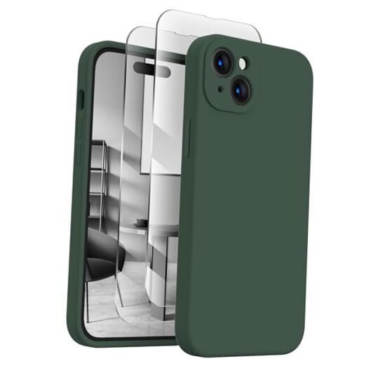 Designed for iPhone 15 Case, Silicone Upgraded [Camera Alpine Green