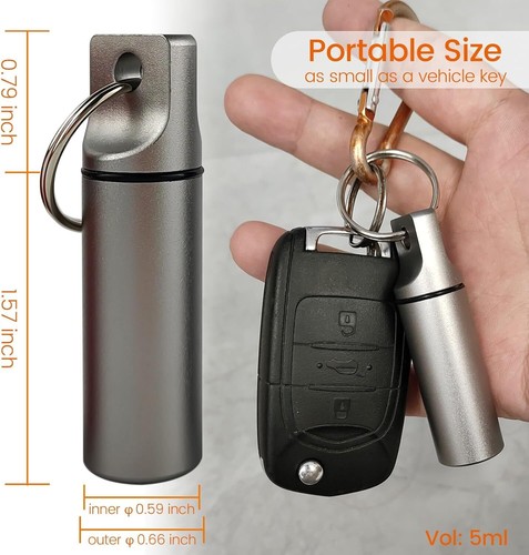 Keychain Medicine Pill Box Case Bottle Holder Waterproof Metal Container 3 PCS - Picture 3 of 12