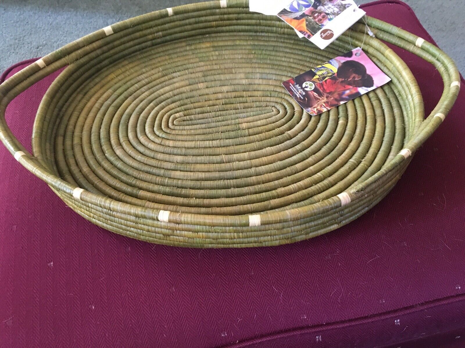 GORGEOUS Rwanda FULL CIRCLE Popular overseas Baskets Large 20 OVAL Tray X Online limited product 2 13