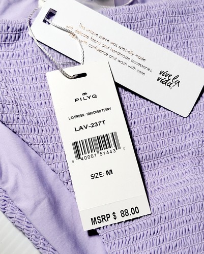 NWT PILYQ Smocked Teeny Bikini Bottom Lavender PQ Swim Women's Size M MSRP $88 - Picture 3 of 9