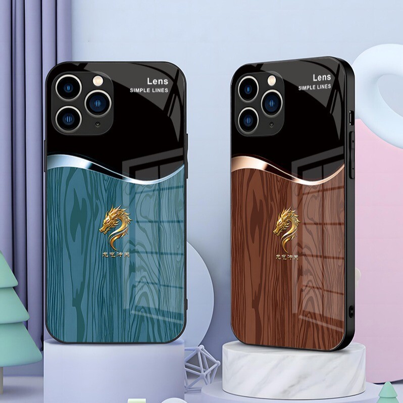 Dragon Design Anti-Fall Glass Phone Case for iPhone 16 15 14