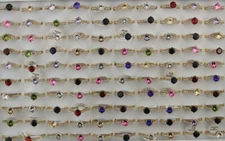 35pcs Job Lots Gold P Jewelry Clear Rhinestone Round Cubic Zirconia Lady's Rings