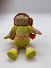 Cabbage Patch Kids 1984 Yellow Romper Holding Spoon Red Yarn Hair 3.25" PVC