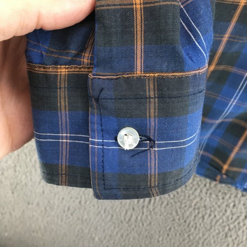 VTG Wrangler Blue Plaid Button Down Long Sleeve Western Shirt Size L Made in USA - Picture 4 of 14