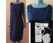 RSVP By TALBOTS Ladies Sheath Dress Navy Blue Scallop Trim Sleeveless 16 NEW NWT