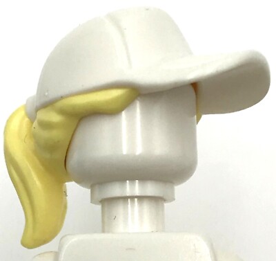 Lego New Minifigure Hair Combo Hair with Hat Ponytail with White Ball Cap 