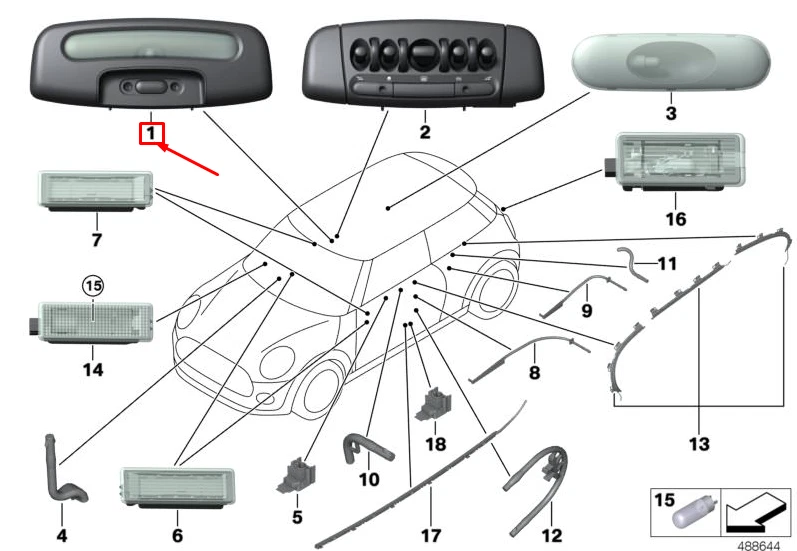 NEU MINI CABRIO F57 VORDERE INNENBELEUCHTUNG 9357949 63319357949 