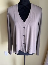 Ladies Marla Wynne Long Sleeve Button Up Top M Deep Beige NWT made in USA