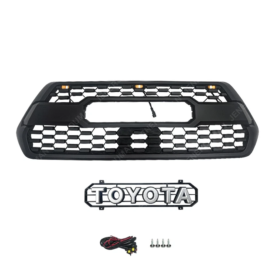 For 16-23 Toyota Tacoma Front Bumper Upper Grille Grill TRD Pro Style With Light - Image 2 of 4