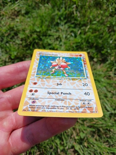 "Triangular" Hitmonchan 7/102 Base Set - LP - Sun Bleached - Altered - Studio B - Picture 2 of 8