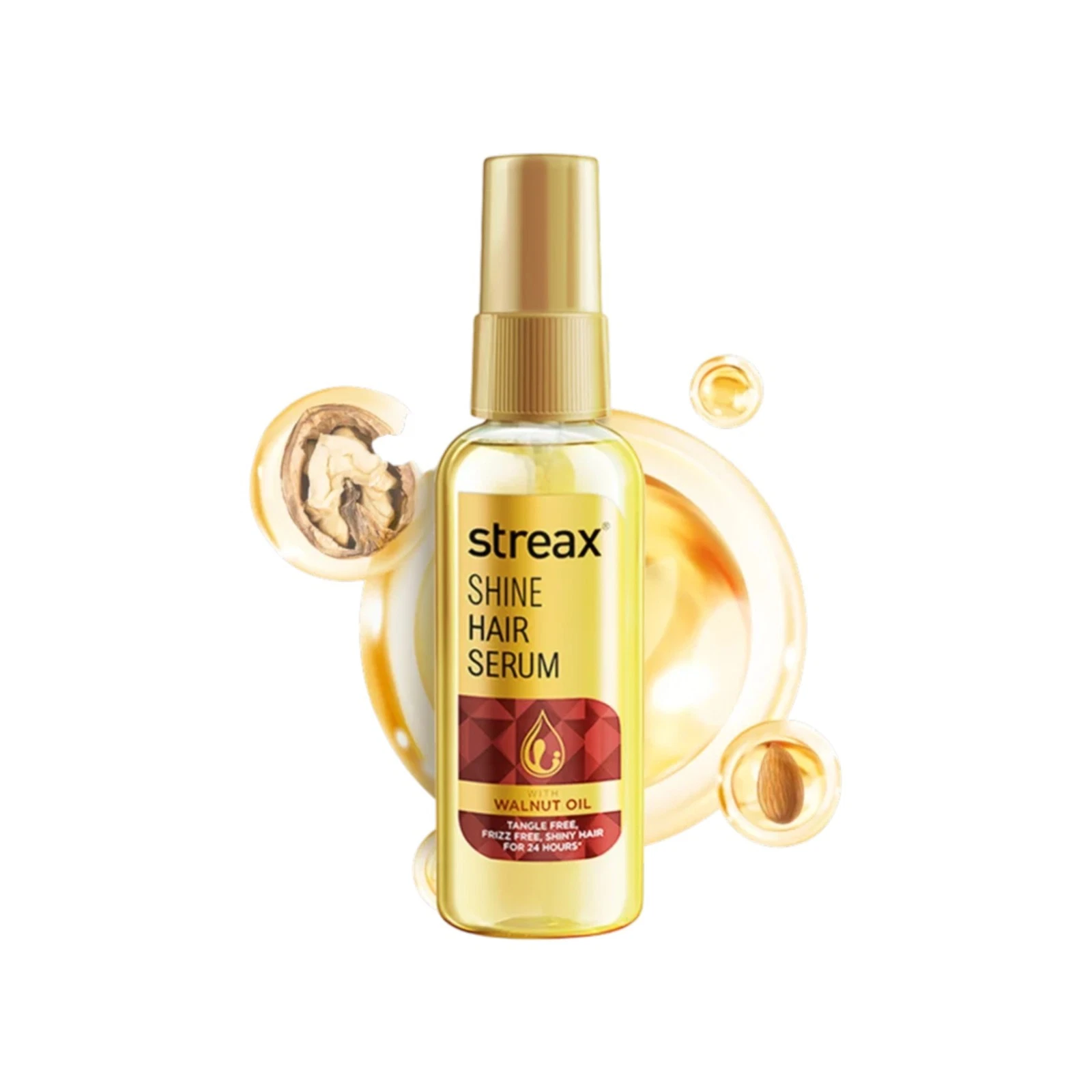 Streax Shine Hair Serum with Walnut Oil 45ml Frizz Control Smooth Shiny Hair