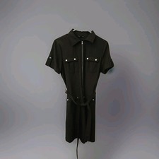 Wmans Full Zip Collared Dress Size 10 Black By True Envy