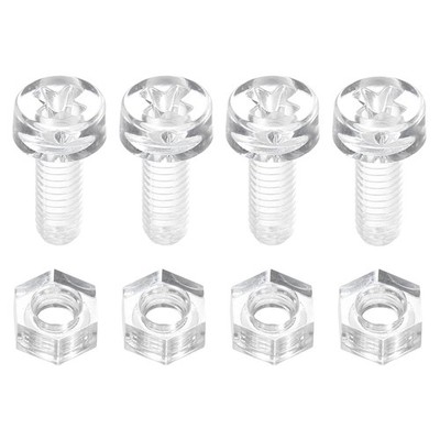 50 Set Clear Acrylic Screws and Nuts Kit M3x8mm Phillips Bolts with Nuts