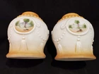 Set of 2  Antique Hand Painted Milk Glass Lamp Light Shades 1920's Outdoor Scene