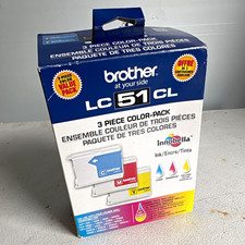 Brother Genuine Original LC51CL Inkjet Ink Cartridges Cyan Magenta Yellow 3 Pack
