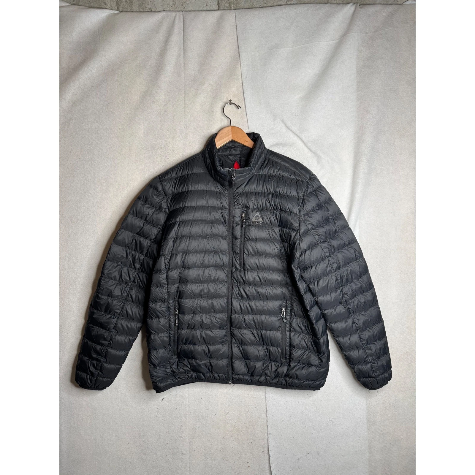 Gerry Mens XXL Black Down Puffer Jacket Full Zip Lightweight Outdoor 1145667