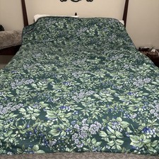 Rare Laura Ashley Bramble Floral Green Queen Duvet Cover Reversible 2 Shams EUC