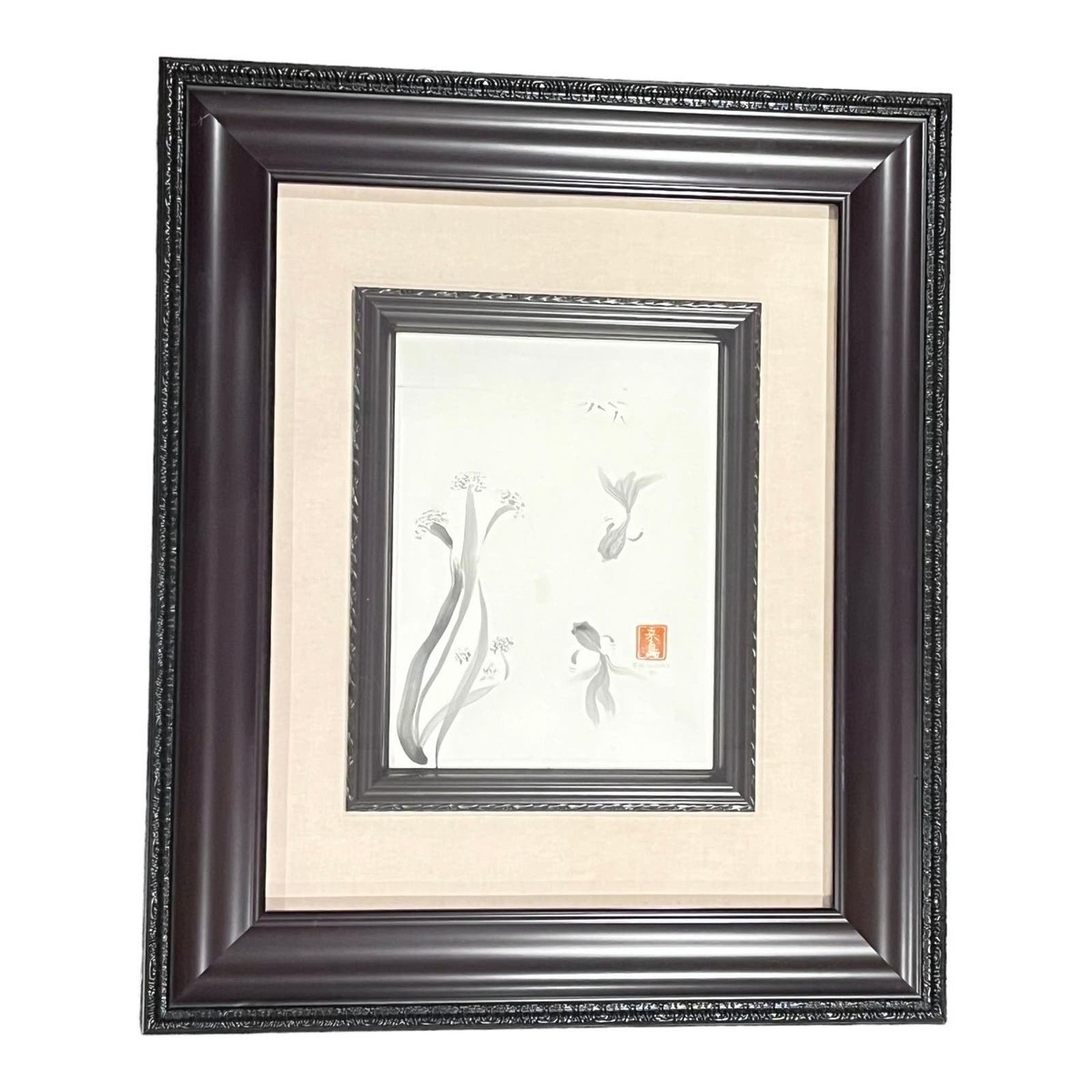 JM Kijima Signed Watercolor Painting Japanese Koi Fish Sea Life