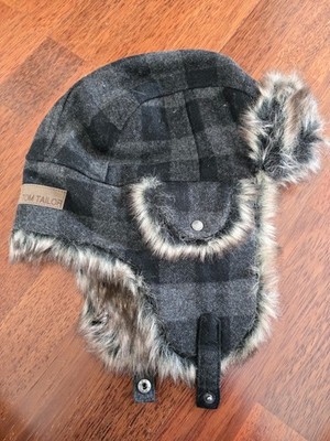 Schöne Tom Tailor Grau Schwarz Karierte Fliegermütze Winter Fellmütze Männer