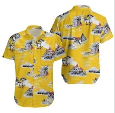 Men s Yellow Hawaiian Shirt Retro Tropical Beach Summer Shirt S - 4XL